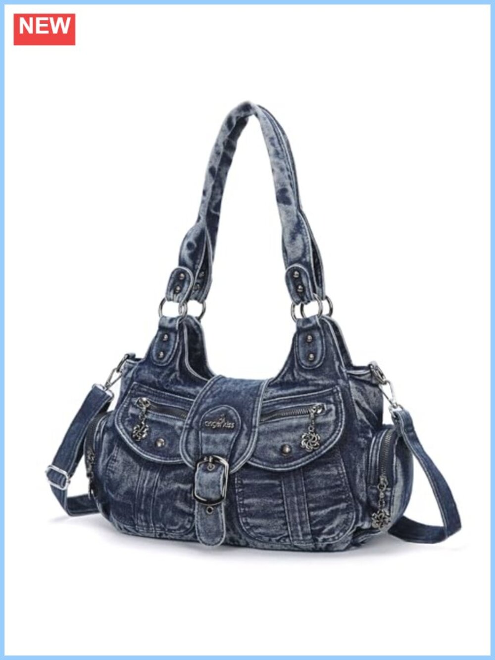 Vegan Leather Hobo Shoulder Bag with Crossbody Strap Roomy Tote Purse